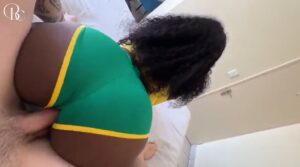 Fucking my black neighbor through a hole in her shorts
